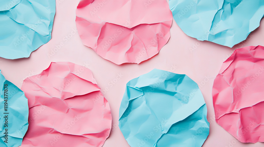 Poster stickers and labels with crumpled and glued surface texture. vector isolated set of blank round and 