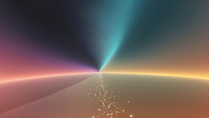 Vibrant abstract digital landscape with glowing horizon and soft gradient colors at dusk