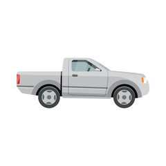 Illustration of a pickup truck in a minimalist style, isolated on a white background, demonstrating modern design features and versatility for various tasks.