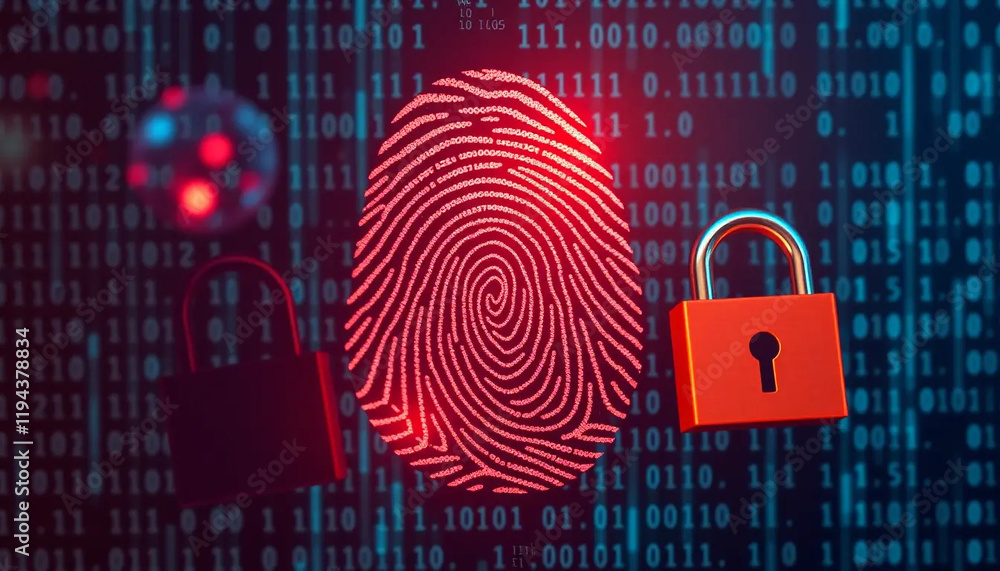Poster ai generates enhanced security solutions digital fingerprint technology in cybersecurity environment