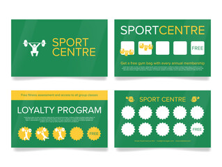 Gym membership card template showing loyalty program and fitness benefits for annual gym members
