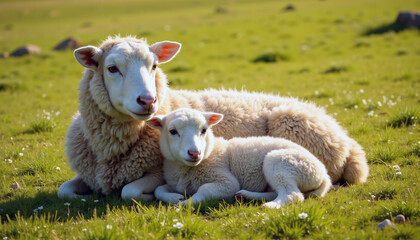 Obraz premium Tender Sheep Family