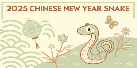 Fototapeta premium Ai generated 2025 chinese new year snake poster celebrating culture festive environment whimsical design