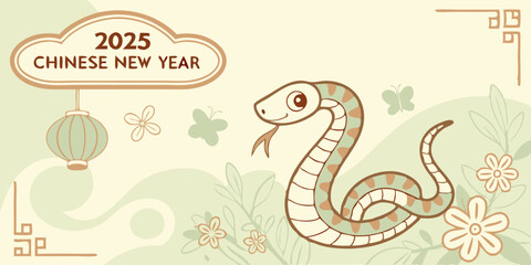 Obraz premium Ai generate 2025 chinese new year celebration year of the snake poster festive decor digital art colorful design