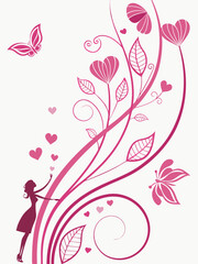 Ai generated pink floral design abstract background digital artwork whimsical environment creative viewpoint