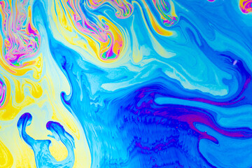 Psychedelic multicolored background abstract. Rainbow colors. patterns background. Photo macro shot of soap bubbles