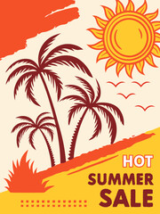 Hot summer sale event tropical paradise commercial banner bright environment bold viewpoint ai generated design