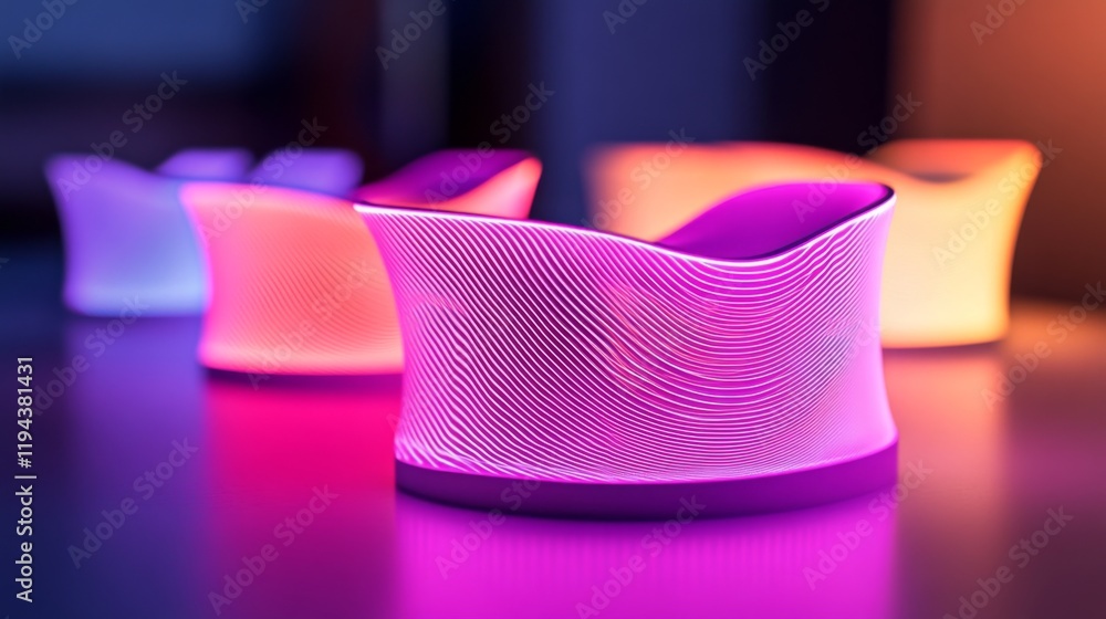 Poster Close-up of a D line graph with rising curves, each axis highlighted in neon colors, representing trends and market data visualization in a high-tech style.