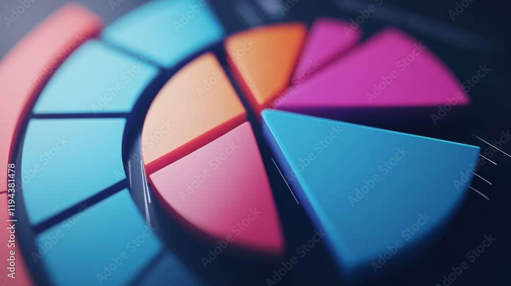 Poster close-up of a d pie chart with interactive elements, including hover effects and clickable segments,