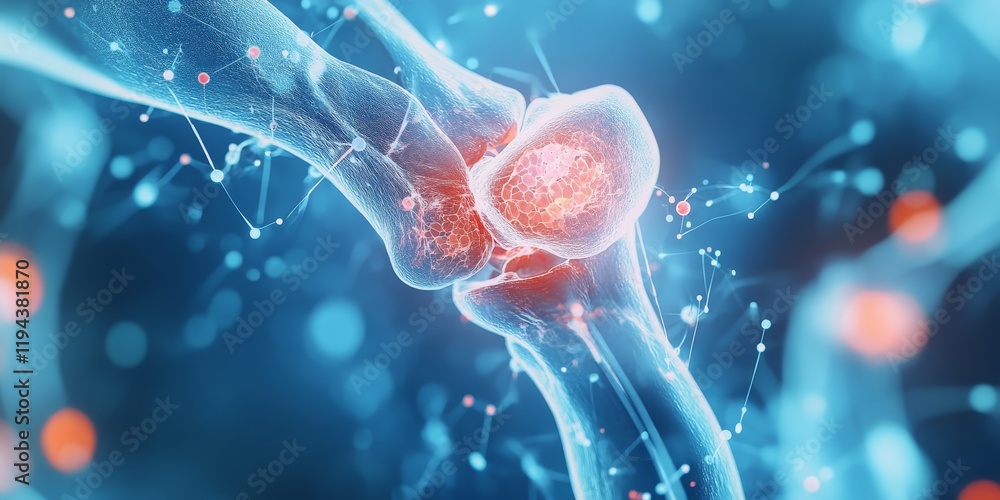 Poster 3d rendering of inflamed human knee joint.
