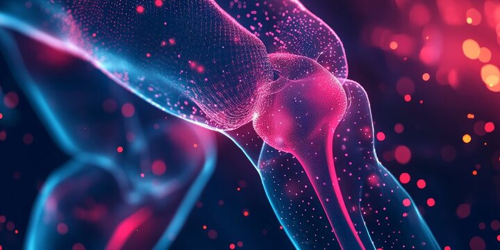 Abstract glowing human knee joint.