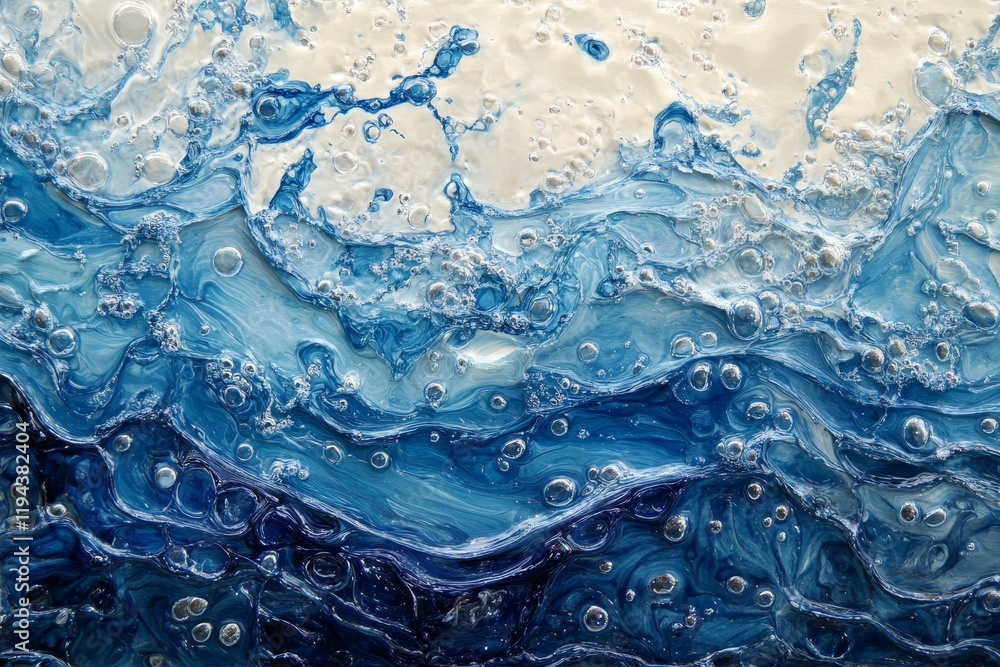 Canvas Prints abstract blue ocean wave texture with bubbles.