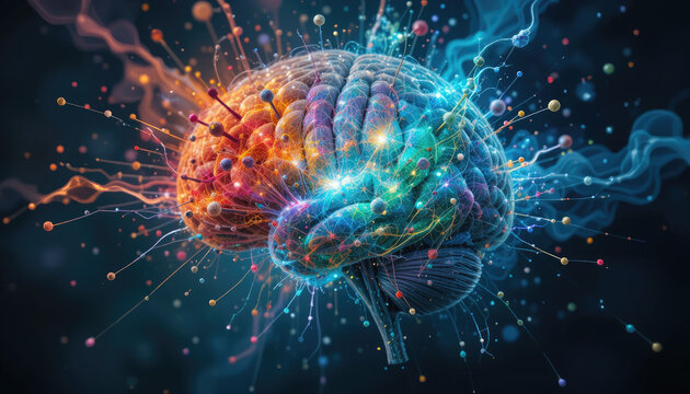 Exploding Human Brain with Creativity and Knowledge, The Concept of Art Illustration.