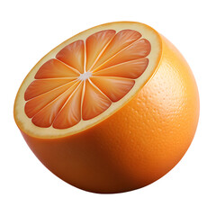 3D orange fruit. Plastic cartoon style. White transparent background
