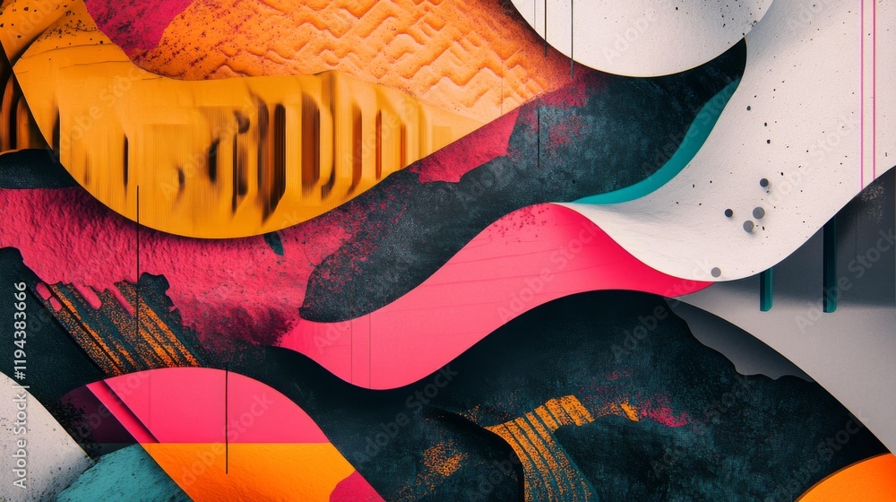 Poster close-up of a modern graphic with abstract elements and dynamic compositions, highlighting innovativ