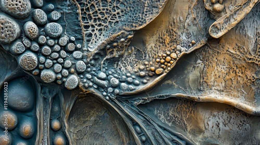 Poster close-up of a textured abstract background with dark, moody tones and intricate patterns, adding dep