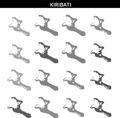Map outline of Kiribati with a dotted design representing islands