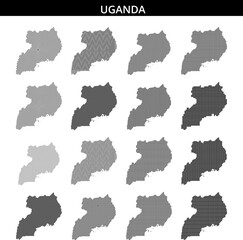 Detailed representation of the map of Uganda using dotted pattern design