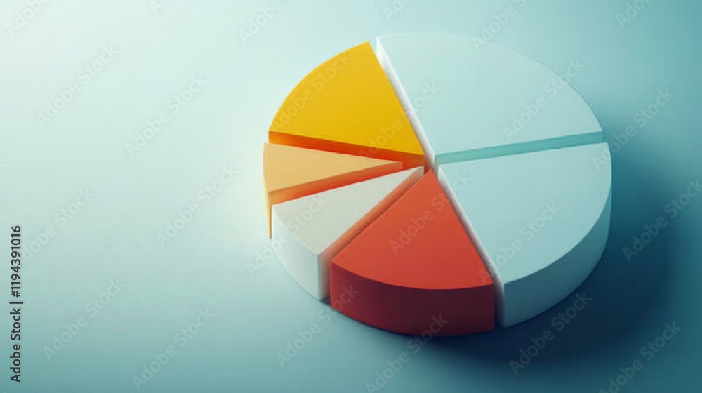 Leinwandbilder Detailed view of a D pie chart with segment labels and percentage values, set against a neutral backdrop to highlight the chart's design and data accuracy.