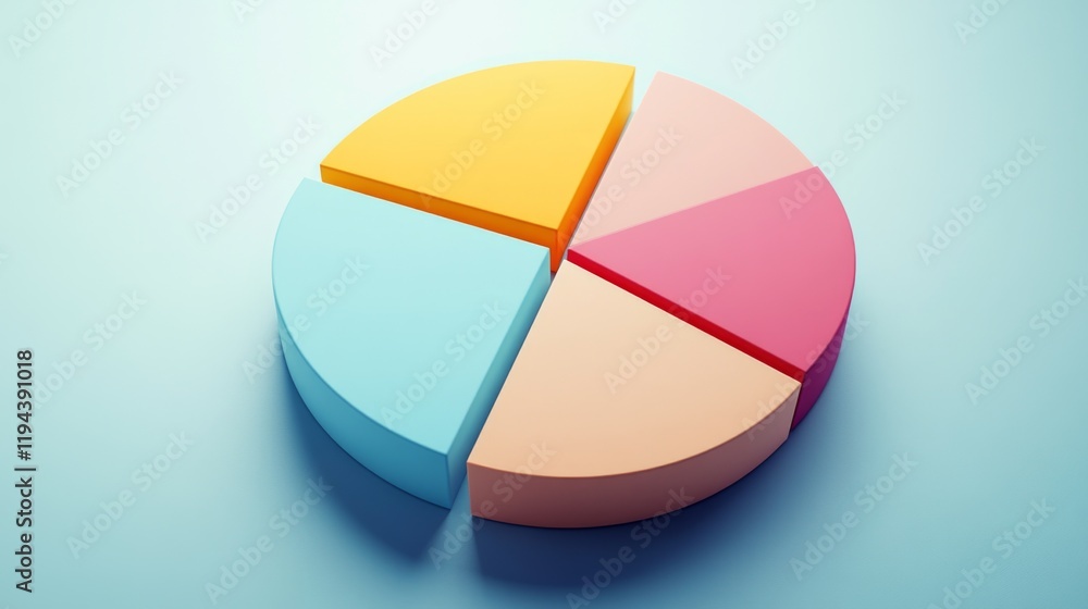 Leinwandbilder Detailed view of a D pie chart with segment labels and percentage values, set against a neutral backdrop to highlight the chart's design and data accuracy.