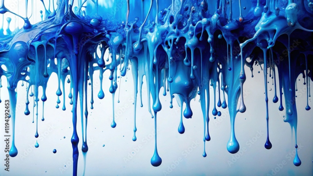 Fototapete abstract blue liquid dripping downwards, creating a dynamic and textured visual