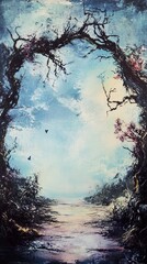 Fototapeta premium Enchanted Path: A Dreamy Landscape Painting