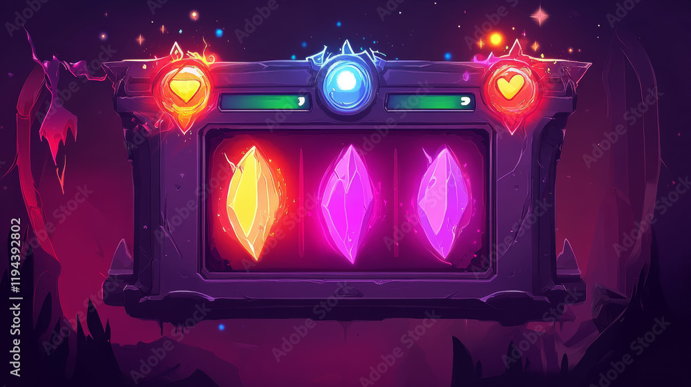 Poster vector game life progress bar. cartoon ui avatar frame with health and score graph on dark backgroun