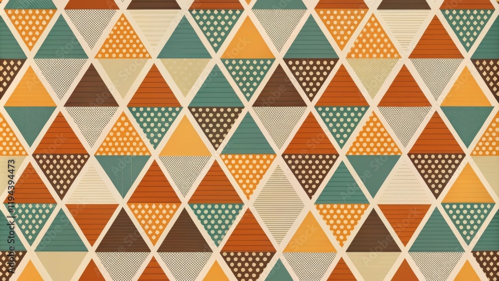 Poster abstract geometric triangle pattern with autumnal hues and textured designs