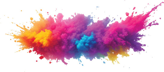 "Rainbow Watercolor Explosion: A Bold Combination of Bright Brush Strokes, Splatter, and Stains in Vibrant, Aquarelle Colors, Carefully Set Against a White Background for a Trendy, Contemporary Look"
