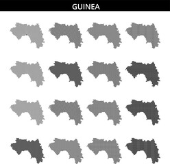 Unique dotted map representation of Guinea highlighting geographic features