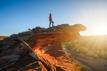 Man on top of rock, Kalbarri, Western Australia