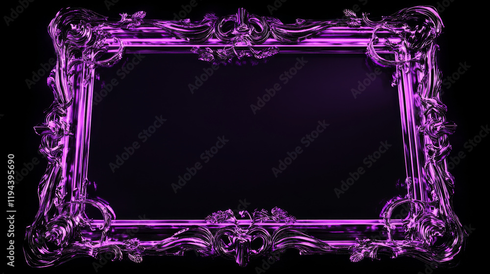 Poster purple classic frames set isolated on black background. vector realistic illustration of blank recta