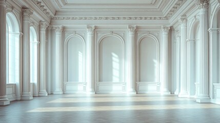 Obraz premium Grand White Ballroom: Architectural Elegance and Classic Design