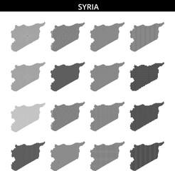 Dot pattern representation of the map of Syria showing detailed geographic features