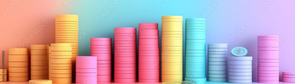 Poster a colorful bar chart displays varying heights, showcasing data visualization with vibrant colors aga