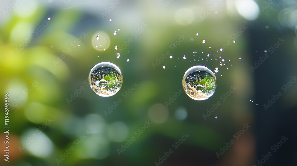 Poster water droplet background. dew splash on window glass vector. 3d realistic raindrop texture or shower