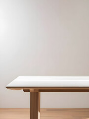 Wooden table in studio, minimalistic style close up photography