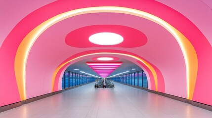 Modern Architectural Design in Colorful Futuristic Underground Space