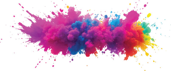 "Abstract Watercolor Masterpiece: Vivid Splashes of Color and Bold Brush Strokes Form a Rainbow of Vibrant Hues on a White Background, Creating a Contemporary, Trendy Aquarelle Design Element"
