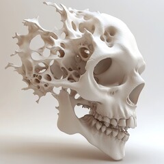 Naklejka premium Abstract Skull: A 3D Render of Eroded Bone Structure