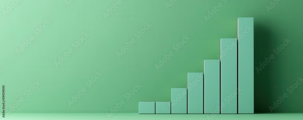 Poster a minimalistic green background features ascending bars, symbolizing growth, progress, and increasin
