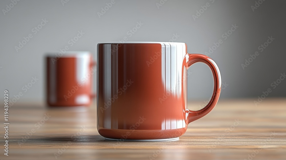 Poster elegant ceramic mug on wooden table displaying simple yet sophisticated design with soft lighting pe