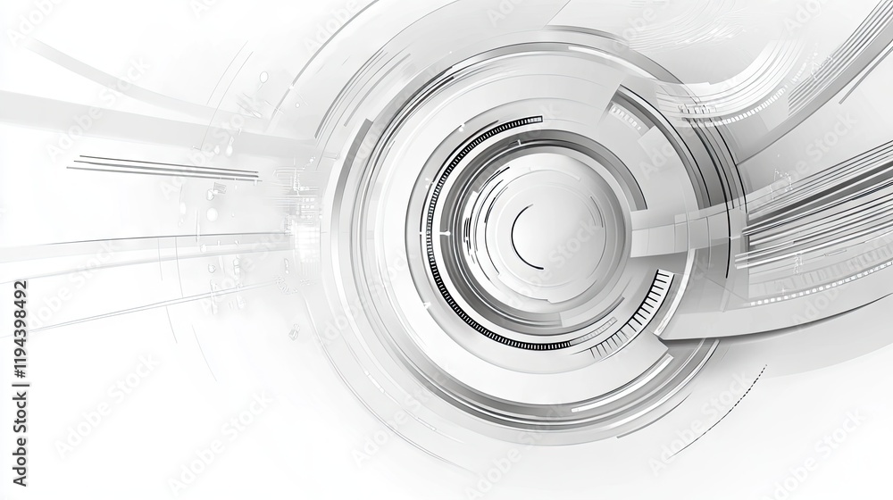 Poster grey abstract design with technological patterns and smooth flowing shapes for a futuristic look.