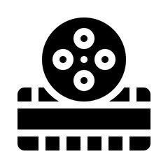 Film roll glyph icon