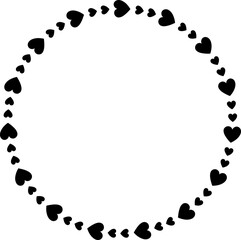 Valentine Love Heart Pattern Frame silhouette.
Heart shape border silhouette isolated.
For celebrating Valentine's Day, Mother's Day or wedding.
Transparent background.