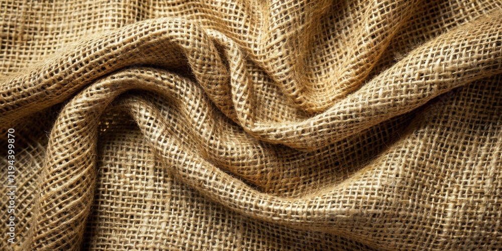 Aufkleber Textured Burlap Fabric Background Natural Woven Textile with Deep Creases and Soft Shadows