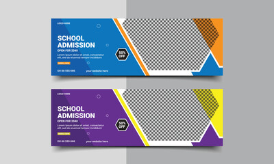 Fototapeta premium school admission social media cover banner.