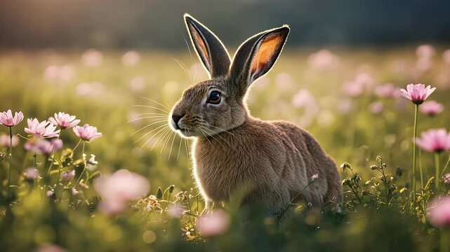 detailed bunny holding flower designed as layered EPS10 file easy editing customization