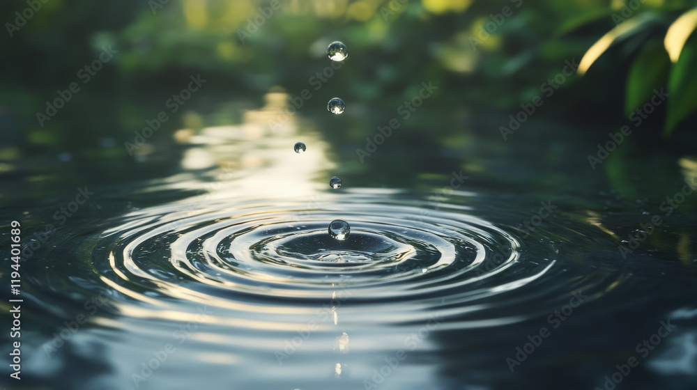 Poster water ripple with circle waves isolated on transparent background. vector realistic concentric rings