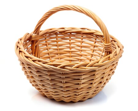empty wicker basket isolated on a white background